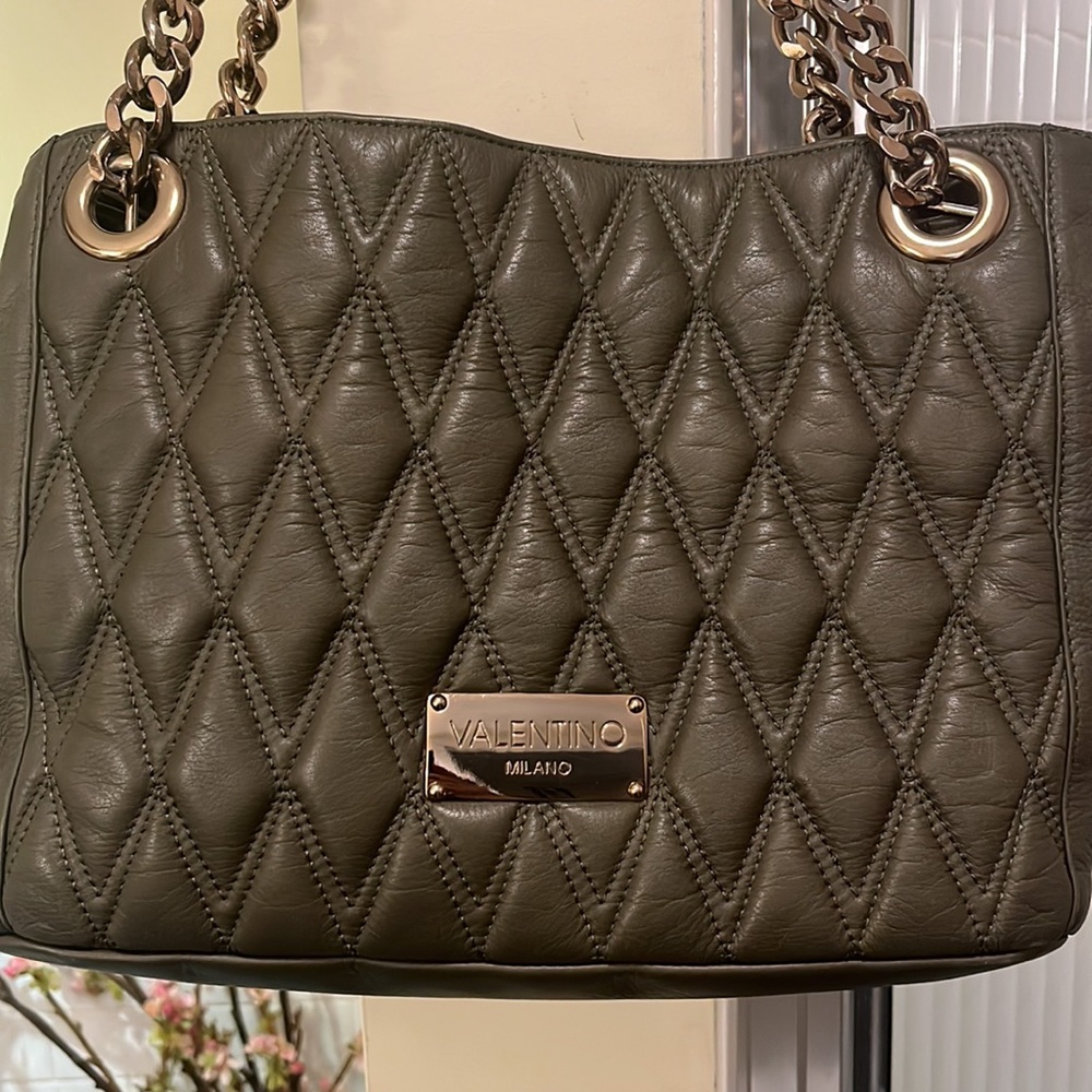 Valentino soft green color by Mario Valentino Spa Made in Italy leather bag